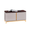 SoBuy FSR188-N Banchetă pentru Pantofi cu Pernă Căptușită, 2 Uși și 4 Compartimente Deschise pentru Intrare – 104x35x47 cm, Natural