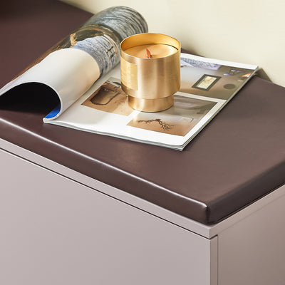 SoBuy FSR188-N Banchetă pentru Pantofi cu Pernă Căptușită, 2 Uși și 4 Compartimente Deschise pentru Intrare – 104x35x47 cm, Natural
