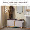 SoBuy FSR188-N Banchetă pentru Pantofi cu Pernă Căptușită, 2 Uși și 4 Compartimente Deschise pentru Intrare – 104x35x47 cm, Natural