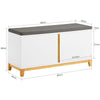 SoBuy FSR117-W Banc pentru Pantofi cu Pernă Căptușită și 2 Uși, Mobilier pentru Hol – 90x34x46 cm, Alb