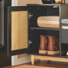 SoBuy FSR128-SCH Meuble Chaussure Banc Chaussures Entrée avec Tiroir, Porte à Treillis, Coussin Confortable pour Meuble d'Entrée ou Banc d'Entrée, Rangement Chaussures Noir 100x35x60cm