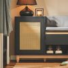SoBuy FSR128-SCH Meuble Chaussure Banc Chaussures Entrée avec Tiroir, Porte à Treillis, Coussin Confortable pour Meuble d'Entrée ou Banc d'Entrée, Rangement Chaussures Noir 100x35x60cm