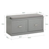 SoBuy FSR131-HG Banc pentru Pantofi cu Pernă Căptușită și 2 Uși, Mobilier de Hol – 90x34x46 cm, Gri