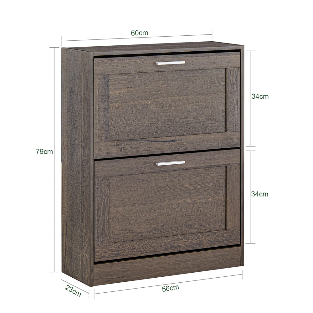 SoBuy FSR137-BR Meuble à Chaussures Armoire à Chaussures Commode à Chaussures avec 2 Abattants