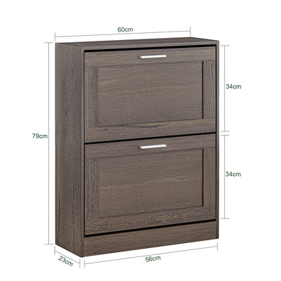 SoBuy FSR137-BR Meuble à Chaussures Armoire à Chaussures Commode à Chaussures avec 2 Abattants