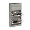 SoBuy FSR137-L-HG Meuble à Chaussures à Abattants 3 Niveaux Grande Capacité – Rangement Discret pour Entrée – Gris Effet Bois