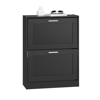 SoBuy FSR137-SCH Meuble à Chaussures à Abattants 2 Niveaux – Rangement Discret pour Entrée – 60x25x80 cm Noir