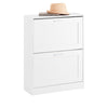 SoBuy FSR137-W Dulap de pantofi cu 2 compartimente rabatabile – Soluție discretă de depozitare pentru hol – 60x25x80 cm Alb