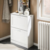 SoBuy FSR137-W Dulap de pantofi cu 2 compartimente rabatabile – Soluție discretă de depozitare pentru hol – 60x25x80 cm Alb