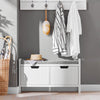 SoBuy FSR146-W Banchetă pentru încălțăminte cu pernă căptușită și 2 uși pentru hol/intrare – 91x30x50 cm, Alb