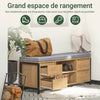 SoBuy FSR149-N Banc pentru Pantofi cu Pernă Căptușită și Sertare, Mobilier de Hol – 110x35x45 cm, Natural