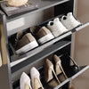 SoBuy FSR151-H-E-SCH Armoire à Chaussures Ultra-Slim 19 cm – 3 Abattants, Noir Mat avec LED