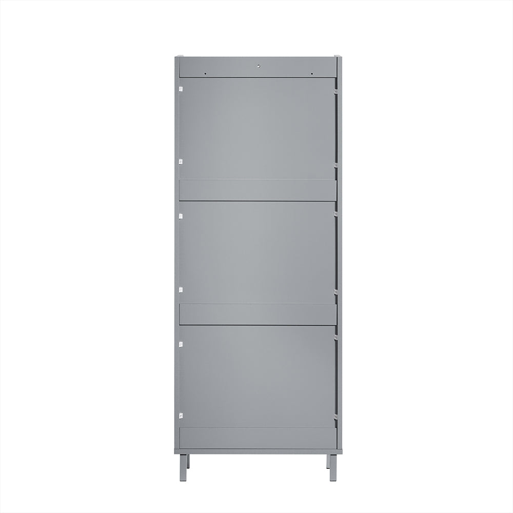 SoBuy FSR151-H-HG Dulap de pantofi ultra-subțire, 3 compartimente rabatabile, 19 cm, Organizare compactă pentru hol/intrare – 50x19x129 cm, Gri