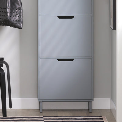 SoBuy FSR151-H-HG Dulap de pantofi ultra-subțire, 3 compartimente rabatabile, 19 cm, Organizare compactă pentru hol/intrare – 50x19x129 cm, Gri