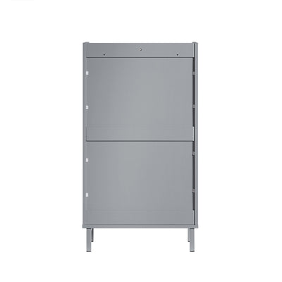SoBuy FSR151-HG Dulap pentru pantofi cu 2 compartimente, Ultra-subțire 19cm, Depozitare compactă pentru hol – 50x19x91 cm, Gri