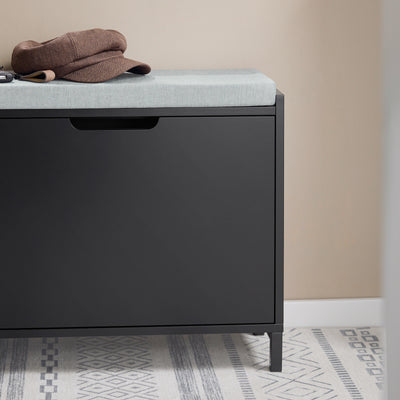 SoBuy FSR151-K-SCH Banc de Pantofi pentru Hol, Dulap Pantofi cu Șezut Căptușit și Rabatabil - Comodă Pantofi, L60 x P24 x H52 cm, Negru