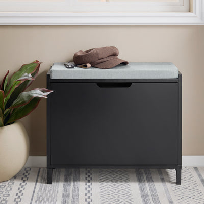 SoBuy FSR151-K-SCH Banc de Pantofi pentru Hol, Dulap Pantofi cu Șezut Căptușit și Rabatabil - Comodă Pantofi, L60 x P24 x H52 cm, Negru