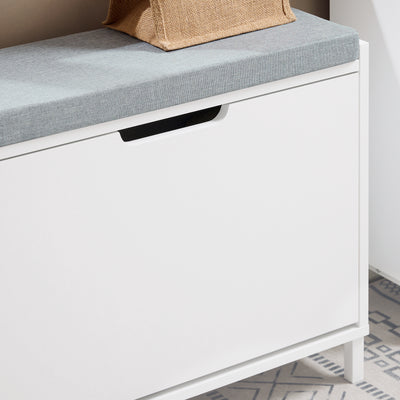 SoBuy FSR151-K-W Banc pentru Pantofi cu Pernă Căptușită și 1 Compartiment Rabatabil, Subțire 24 cm pentru Hol – 60x24x52 cm, Alb