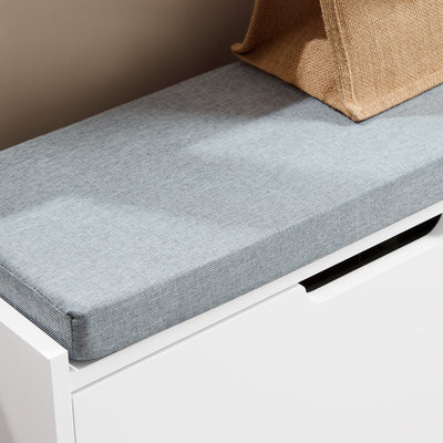 SoBuy FSR151-K-W Banc pentru Pantofi cu Pernă Căptușită și 1 Compartiment Rabatabil, Subțire 24 cm pentru Hol – 60x24x52 cm, Alb