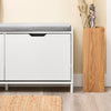 Prévente SoBuy FSR151-L-W Meuble à Chaussures Banc à Chaussures - Rangement Chaussures avec 4 Compartiments - Coussin Confortable - Capacité de Charge 250 kg - Banc d'Entrée en Bois Blanc 105 x 24 x 52 cm