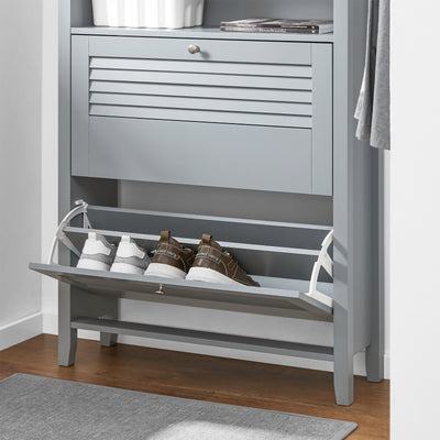SoBuy FSR152-HG Dulap Pantofar cu 2 Uși Batante, Organizator pentru Hol Intrare – 80x25x108 cm, Gri
