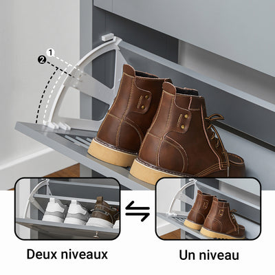 SoBuy FSR152-HG Dulap Pantofar cu 2 Uși Batante, Organizator pentru Hol Intrare – 80x25x108 cm, Gri