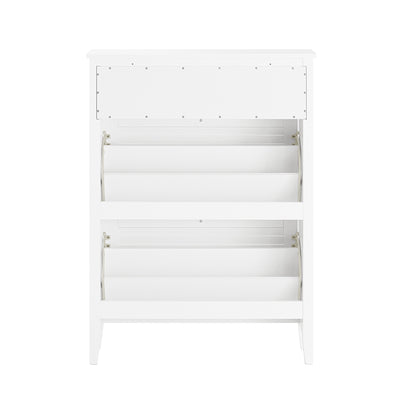 SoBuy FSR152-W Meuble à Chaussures à Abattants 2 Niveaux – Rangement Discret pour Entrée – 80x25x108 cm Blanc