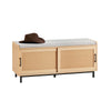 SoBuy FSR154-N Banc pentru Pantofi cu Pernă Căptușită, 2 Uși Glisante cu Fațadă din Ratan Împletit pentru Intrare – 110x40x49 cm, Natural