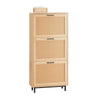 SoBuy FSR155-N Dulap de Pantofi cu 3 Uși Rabarabile Efect Ratan, Mobilier de Intrare Design – Natural