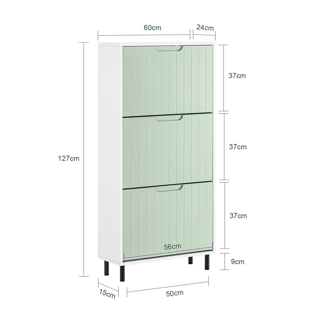 SoBuy FSR157-GR Meuble à Chaussures Design Élégant 3 Abattants – Déco Entrée Moderne – Vert