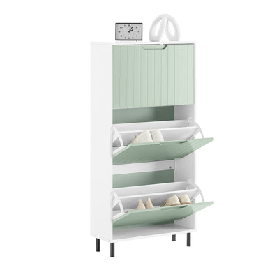 SoBuy FSR157-GR Meuble à Chaussures Design Élégant 3 Abattants – Déco Entrée Moderne – Vert