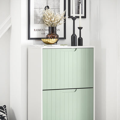 SoBuy FSR157-GR Meuble à Chaussures Design Élégant 3 Abattants – Déco Entrée Moderne – Vert