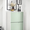 SoBuy FSR157-GR Dulap de pantofi, design elegant, 3 uși rabatabile – Decor intrare modern – Verde