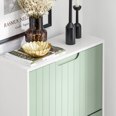 SoBuy FSR157-GR Meuble à Chaussures Design Élégant 3 Abattants – Déco Entrée Moderne – Vert