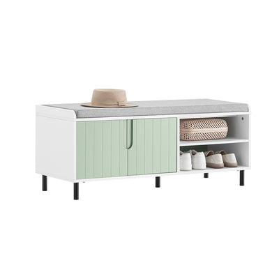 SoBuy FSR158-GR Banc de Rangement, Banc à Chaussures, Meuble Chaussures, Meuble Bas Entrée sur Pieds en métal avec coussin re