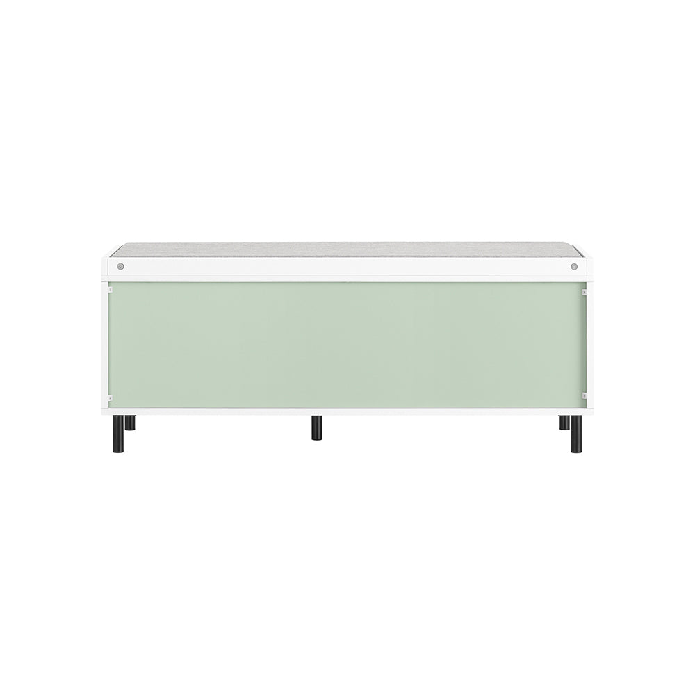 SoBuy FSR158-GR Banc de Rangement, Banc à Chaussures, Meuble Chaussures, Meuble Bas Entrée sur Pieds en métal avec coussin rembourré