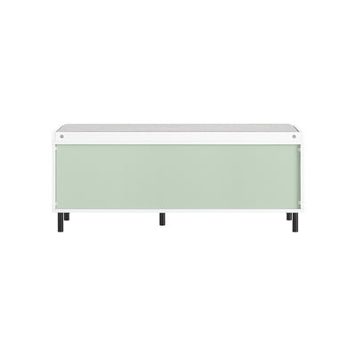 SoBuy FSR158-GR Banc de Rangement, Banc à Chaussures, Meuble Chaussures, Meuble Bas Entrée sur Pieds en métal avec coussin rembourré