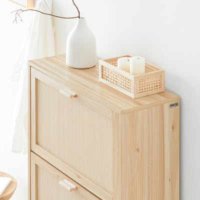 SoBuy FSR159-N Dulap de Pantofi cu 3 Uși Rabattabile, Organizator pentru Intrare Coridor – 60x24x118 cm, Natur