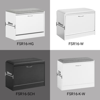 SoBuy FSR16-SCH Banc pantofar cu 1 ușă rabatabilă, cu pernă, dulap de intrare, ladă de depozitare încălțăminte, N