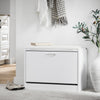 SoBuy FSR16-W Banc pentru încălțăminte cu 1 Clapetă și Pernă Tapițată, Cufăr de Depozitare pentru Intrare – 60x30x48 cm, Alb