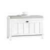 SoBuy FSR161-W Banc pentru Pantofi cu Pernă Căptușită și 1 Compartiment cu Clapetă pentru Hol Intrare – 80x30x50 cm, Alb