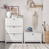 SoBuy FSR161-W Banc pentru Pantofi cu Pernă Căptușită și 1 Compartiment cu Clapetă pentru Hol Intrare – 80x30x50 cm, Alb