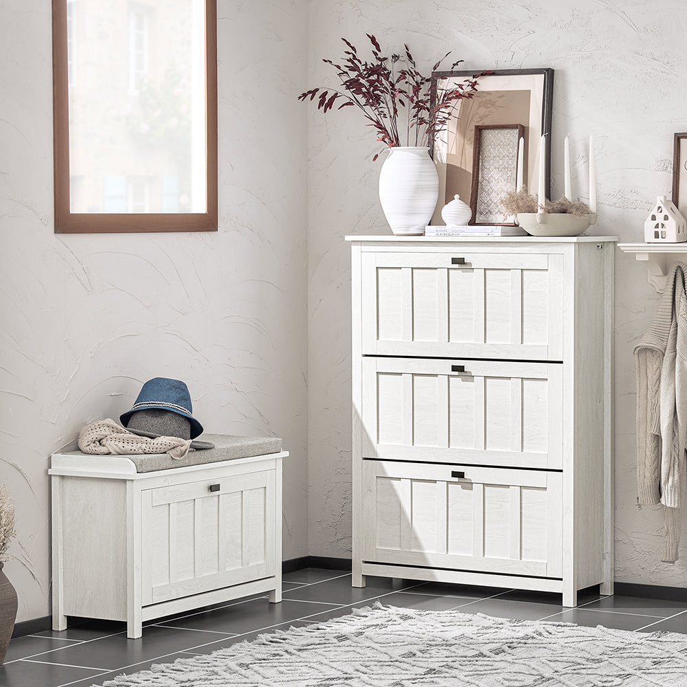 SoBuy FSR162-W Dulap de pantofi ultra-subțire, salveză spațiu – Ideal pentru holuri înguste – Alb