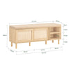 SoBuy Lot FSR163-N + FSR160-N – Ensemble Meubles à Chaussures Couleur Naturelle, Banc avec Coussin + Armoire 2 Abattants, Rangement Entrée 2 Pièces