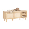 SoBuy FSR163-N Banc pentru Pantofi 121cm – Pernă Detașabilă, 2 Uși Glisante, 6 Compartimente, 230kg – Natural