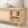 SoBuy FSR163-N Banc pentru Pantofi 121cm – Pernă Detașabilă, 2 Uși Glisante, 6 Compartimente, 230kg – Natural