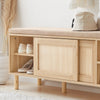 SoBuy FSR163-N Banc pentru Pantofi 121cm – Pernă Detașabilă, 2 Uși Glisante, 6 Compartimente, 230kg – Natural