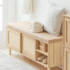 SoBuy FSR163-N Banc pentru Pantofi 121cm – Pernă Detașabilă, 2 Uși Glisante, 6 Compartimente, 230kg – Natural