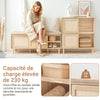 SoBuy FSR163-N Banc pentru Pantofi 121cm – Pernă Detașabilă, 2 Uși Glisante, 6 Compartimente, 230kg – Natural