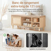 SoBuy FSR163-N Banc pentru Pantofi 121cm – Pernă Detașabilă, 2 Uși Glisante, 6 Compartimente, 230kg – Natural